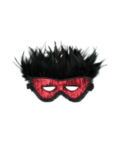 Máscara de Lujo con Plumas Rojo - Imagen 2