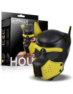 Hound Máscara de Perro Neopreno Hocico Extraíble Negro/Amarillo Talla Única - Imagen 1