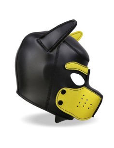 Hound Máscara de Perro Neopreno Hocico Extraíble Negro/Amarillo Talla Única - Imagen 4