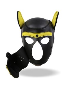 Hound Máscara de Perro Neopreno Hocico Extraíble Negro/Amarillo Talla Única - Imagen 5