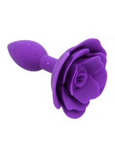 Plug Anal de Silicona con Rosa Púrpura