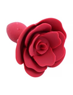 Plug Anal de Silicona con Rosa Rojo