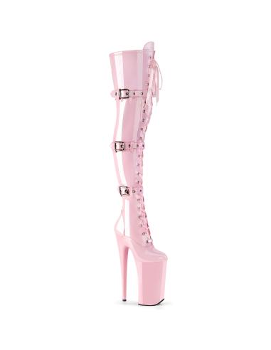 BEYOND-3028 10" Heel, 6 1/4" PF Lace-Up Front Thigh High Boot, Side Zip