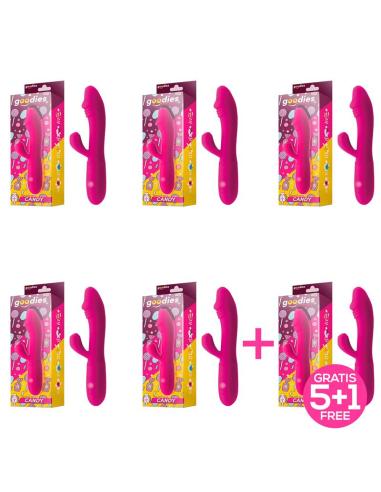 Pack 5+1 Candy Vibrador con Conejito Punto G USB Silicona Fucshia