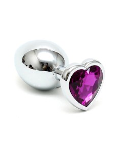 Plug Anal Acero Inox Cristal Corazón Púrpura - Imagen 1